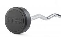 Штанга неразборная обрезиненная 20 кг. Изогнутый гриф. VictoryFit VF-DX5200