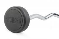 Штанга неразборная обрезиненная 15 кг. Изогнутый гриф. VictoryFit VF-DX5150