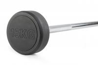 Штанга неразборная обрезиненная 15 кг. Прямой гриф. VictoryFit VF-DX4150