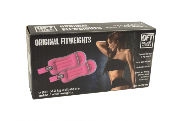 Комплект утяжелителей весом 2 кг (пара) Original FitTools FT-AW02-FP розовые от магазина Perfect Trainers