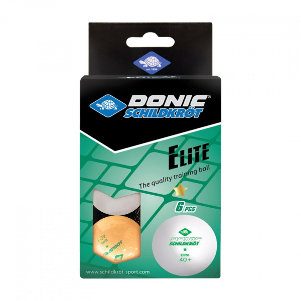 Мячики для настольного тенниса Donic Elite 1* 40+, 6 шт, белый + оранжевый от магазина Perfect Trainers
