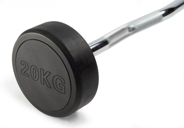 Штанга неразборная обрезиненная 20 кг. Изогнутый гриф. VictoryFit VF-DX5200 от магазина Perfect Trainers