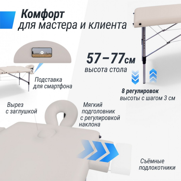 Массажный стол Unix Master 2 Section White от магазина Perfect Trainers